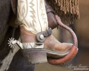 cowgirl's boot with haerts on spurs at Sombrero Ranch, Craig, CO