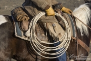 Riatta coiled held by cowboy at Sombrero Ranch, Craig, CO