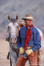 Flitner Ranch, Shell, WY - cowboy and his horse