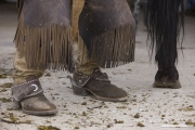 cowboy farrier shoeing a horse at Sombrero Ranch, Craig, Colorado