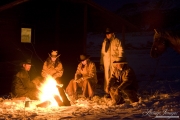 Flitner Ranch, Shell, WY, horses in winter, cowboys at campfire