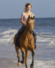 Ojai, Arabian gelding, ocean, girl riding